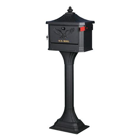 metal locking mailbox with post